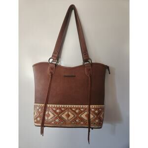 Montana West Brown Concealed Carry Handgun Large Aztec Studs Tote Handbag
